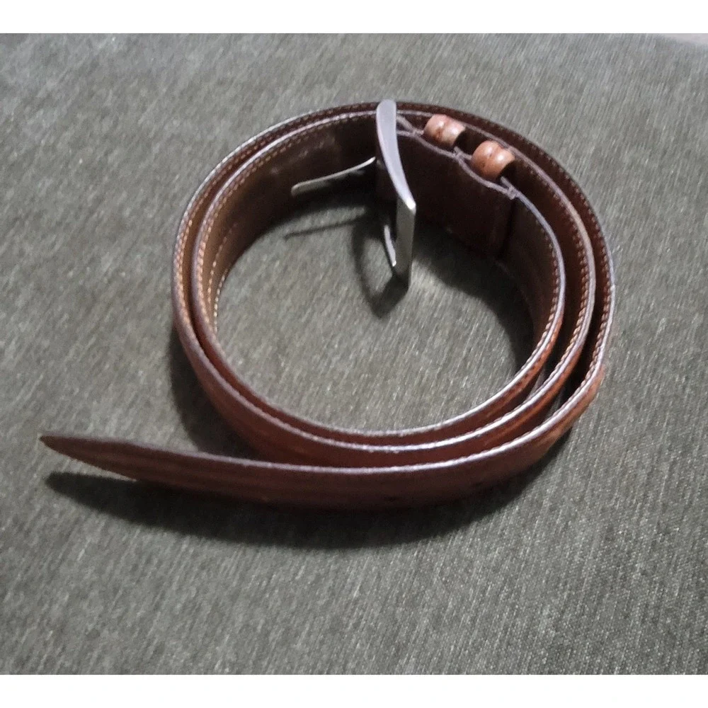 Allen Edmonds Men's Brown Solid Brass Buckle‎ 32564 Calfskin Belt Size 38 USA